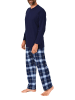 NORMANN Schlafanzug lang Pyjama FlanellHose Karo - 88244 in navy2