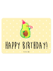 Mr. & Mrs. Panda Wandbild Avocado Geburtstag mit Spruch in Gelb Pastell