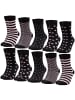 Occulto 10er Pack Muster Socken Rita in Schwarz/Pink