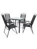 VCM  5-tlg Sitzgruppe Gartenmöbel Tisch Stühle Set 80M in Schwarz