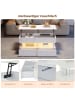 ABRIHOME Anhebbarer Couchtisch mit LED und verstecktem Stauraum in Weiß, 120*50*46 cm