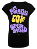 F4NT4STIC Extended Shoulder T-Shirt Peace Love and Open Mind in schwarz