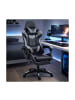 Wisam® Gaming Stuhl Drehbar Fußstütze Schwarz Grau