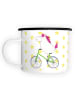Mr. & Mrs. Panda XL Emaille Tasse Einhorn Radfahrer ohne Spruch in Weiß
