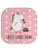 Mr. & Mrs. Panda Glasuntersetzer Einhorn Sekretärin mit Spruch in Rot Pastell
