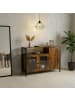 relaxdays Küchenschrank in Dunkelbraun/ Schwarz - (B)110 x (H)75 x (T)33 cm