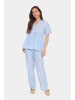SAINT TROPEZ Kurzarm-Bluse SigridSZ Lockere Passform in Soft Chambray Shimmer Stripe