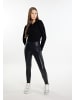 myMo Damen Cropped Strickjacke in Schwarz