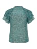 KAFFE curve Kurzarm-Bluse KCbelia Regular fit in Teal/Black/White Graphic