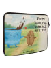 Mr. & Mrs. Panda Laptoptasche Kaffee Bohne Design mit Spruch in Weiß