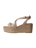 Emilie Karston Napolie-Sandalen aus Leder mit Keilabsatz Beige