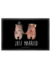 Mr. & Mrs. Panda Schmutzmatte Bär Heirat mit Spruch in Schwarz