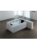 Beliani Whirlpool Badewannen VARADERO in Weiß/Schwarz/Silber linksseitig