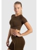 SMILODOX Crop Shirt Elna in Braun