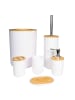 Intirilife Badezimmer Zubehör 6 tlg. Set mit Zahnputzbecher Toilettenbürste in Weiß
