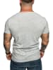 Amaci&Sons Basic Oversize T-Shirt mit V-Ausschnitt PATERSON in Grau Melange
