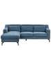 Beliani Ecksofa GLOSLI in Blau/Schwarz - (W) 220 x (H) 94 x (L) 157 cm rechtsseitig