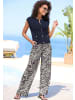 LASCANA Palazzohose in creme-graublau bedruckt