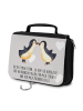 Mr. & Mrs. Panda Kulturtasche Pinguin Liebe mit Spruch in Grau Pastell