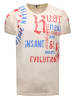Rusty Neal Vintage Herren Oil Wash T-Shirt mit Front- & Backprint, Raw Edge in Beige