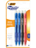 Bic Gel-ocity Original Druckgelroller - 4 Stück - Schwarz, Blau, Rot