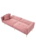 ABRIHOME 2 Sitzer Sofa in Rosa mit Bettfunktion goldenen Beinen und Seitentaschen