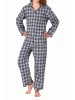 NORMANN langarm Flanell Schlafanzug Pyjama Karo zum durchknöpfen - 77627 in grau