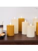 LUMINEO LED Wachskerze 15 x 7,5 cm, geriffelt, batteriebetrieben in Creme
