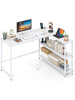 COSTWAY L-förmig Schreibtisch mit Steckdosen 131 x 106 cm in Weiß