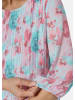 GOLDNER Kurzgröße:  Aufregend plissiertes Kleid in lagune / apricot / geblümt