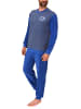 NORMANN Frottee Pyjama langarm Schlafanzug Bündchen - 49611 in marine