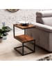 KADIMA DESIGN Beistelltisch aus Massivholz INDI, S-Design, Schwarz, 2 Ablageflächen in Braun