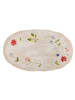 Bloomingville Servierplatte CAMILLA Beige mit Blumen Muster 42x25 cm