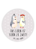 Mr. & Mrs. Panda Kühlschrankmagnet Pinguin Heirat mit Spruch in Grau Pastell