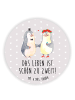 Mr. & Mrs. Panda Rund Magnet Pinguin Heirat mit Spruch in Grau Pastell