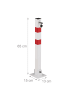 relaxdays 3 x Absperrpfosten in Weiß/ Rot - (B)15 x (H)65 x (T)13 cm