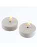 MARELIDA 2er Set LED Maxi Teelichter Kunststoff flackernd D: 6cm in weiß