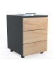VCM  Rollcontainer Beistellcontainer Dalosa 45 cm in Anthrazit / Honig-Eiche