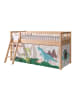 58 aufm Kessel HALBHOHES BETT Kelci 90x200 Textilset Dino Buche Massivholz natur