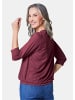 GOLDNER Kurzgröße:  Chiffon-Shirt mit 3/4-Arm, Rundhals in bordeaux