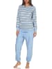 NORMANN Frottee Pyjama Schlafanzug Bündchen Streifen - 49928 in hellblau