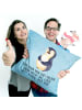 Mr. & Mrs. Panda Kuschelkissen 40x40 Pinguin Diät mit Spruch in Eisblau