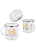 Mr. & Mrs. Panda Camping Emaille Tasse 15. Hochzeitstag Gläserne... in Weiß