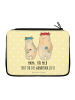 Mr. & Mrs. Panda Federtasche Bären mit Blumenkranz mit Spruch in Gelb Pastell