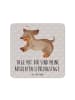 Mr. & Mrs. Panda Tischuntersetzer Hund Dackel mit Spruch in Grau Pastell