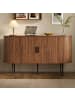 ABRIHOME Sideboard in Walnuss mit Rolljalousie Türen Eisenbeinen 120x40x75 cm