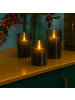 relaxdays 3 x LED Kerzen in Grau