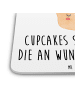 Mr. & Mrs. Panda Untersetzer für Gläser Cupcake mit Spruch in Weiß