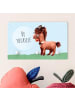 WALLART Kindergarderobe Holz - Bebrilltes Pony mit Spruch Be Yourself in Blau