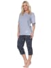 NORMANN Kurzarm Pyjama Schlafanzug Shorty Maritimer Look 125 205 866 in grau